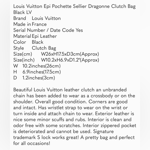 #20 LOUIS VUITTON EPI LEATHER CLUTCH/CROSSBODY BAG - Picture 3 of 15